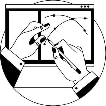 Drawing pen tool illustration in glyph style vector