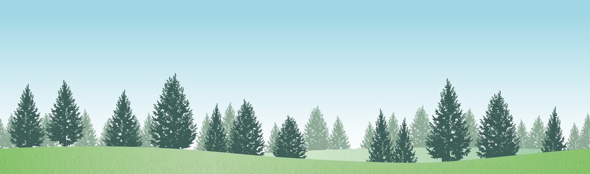 Seamless Hilly Forest Landscape Background Illustration. Horizontally Repeatable. vector