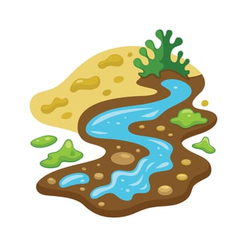 Bacteria in Muddy Riverbanks Breaking Down Organic Matter vector
