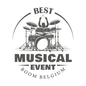Music drums logo isolated on white background vector