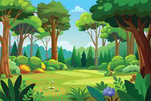 A colorful illustration of a forest vector