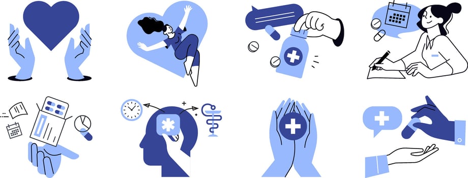 Set of healthcare and medical concept illustrations vector