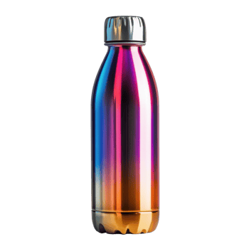 Metallic Gradient Water Bottle Hydration on transparent background. png