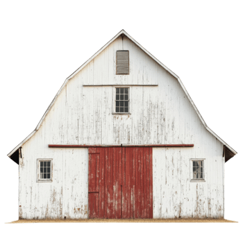 Classic American Barn Rural Life on transparent background. png