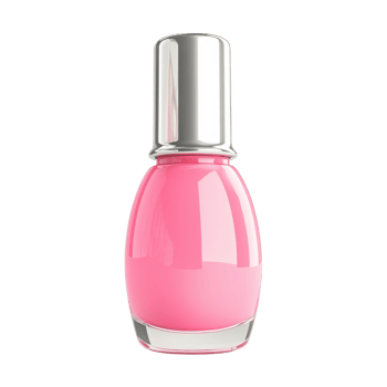 Clean Pink Nail Polish Bottle on transparent background. png