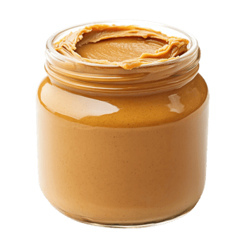 Creamy Peanut Butter Jar Close Up on transparent background. png