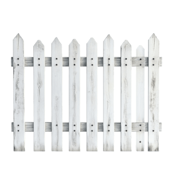 White Wooden Fence Home Privacy on transparent background. png