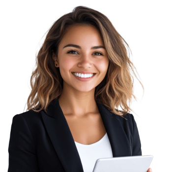 Portrait Smiling Young Businesswoman on transparent background. png