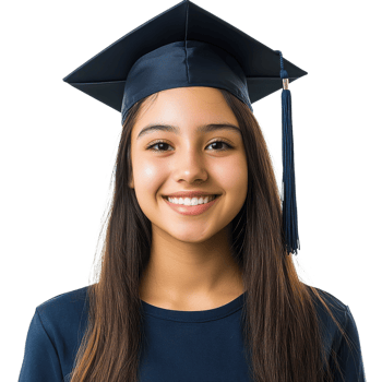 Smiling College Student Portrait on transparent background. png