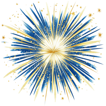 Radiant Blue and Gold Firework Burst on transparent background. png