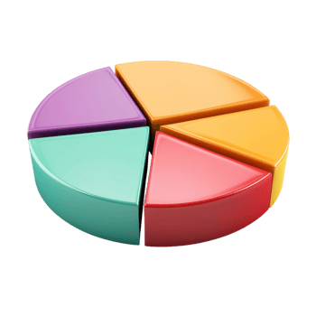 3D Pie Chart Data on transparent background png