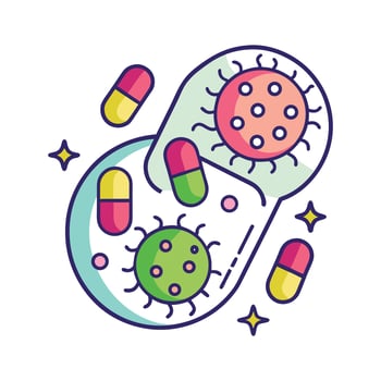 Illustration of Bacteria in Expired Medicines vector