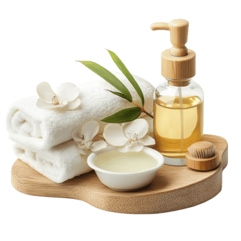 Spa Day Relaxation White Background on transparent background. png
