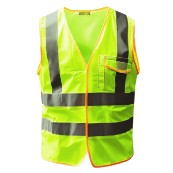 Safety Vest Fluorescent Green on transparent background. png