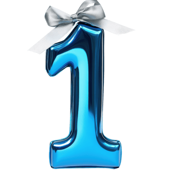 Blue Number One Metallic Background on transparent background. png