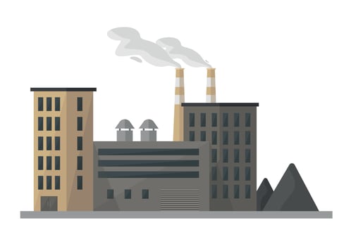 Coal mining plant building icon. Commercial activity. Environmental pollution and ecology theme. vector