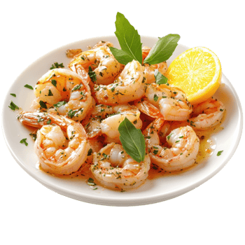 Shrimp Scampi Plate Seafood Delicacy on transparent background. png