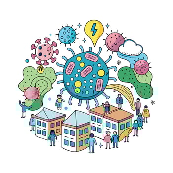 Presence of Bacteria Spreading in Overcrowded Schools vector