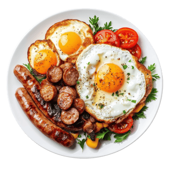 Full English Breakfast Food Photo on transparent background. png