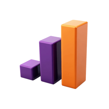 Vibrant 3D Bar Graph Data on transparent background. png