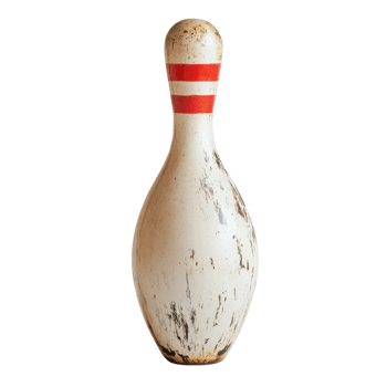 Vintage Bowling Pin Still Life on transparent background. png
