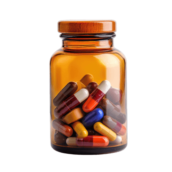 Health Supplements Bottle Mockup on transparent background. png