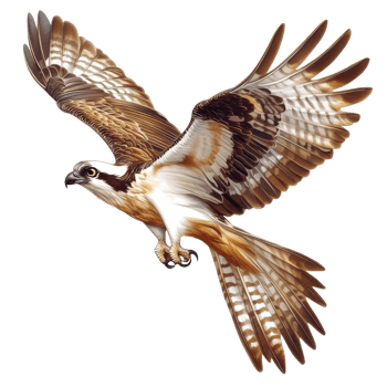 Majestic Osprey in Flight on transparent background. png