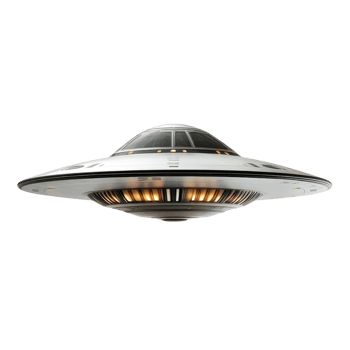 Classic UFO Design White Background on transparent background. png