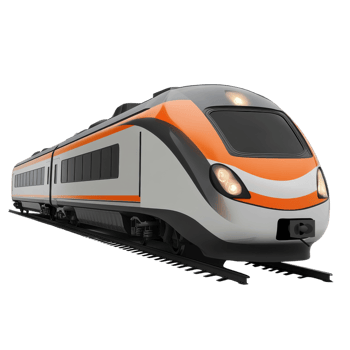 Sleek Modern Train Model Render on transparent background. png