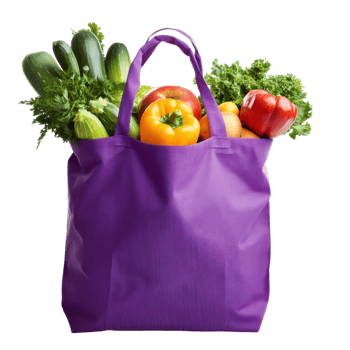 Colorful Grocery Bag with Fresh Produce on transparent background. png