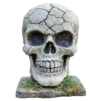 Ancient Tombstone Skull Design on transparent background. png