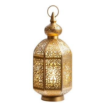 Golden Filigree Lantern Festive Decor on transparent background. png