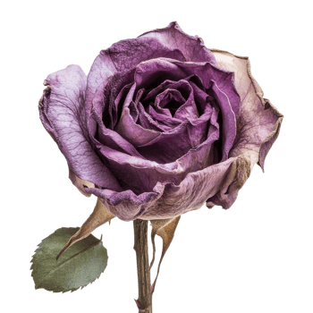 Dried Purple Rose Close Up on transparent background. png