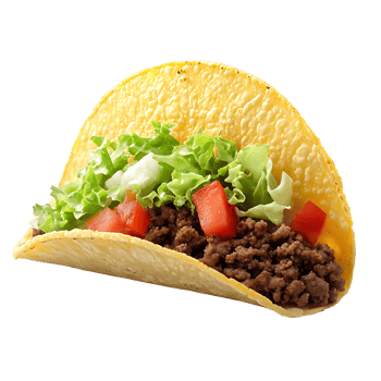 Spicy Mexican Taco with Avocado Slices Isolated Transparent Background png
