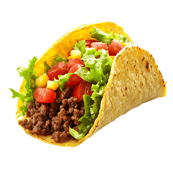 Traditional Beef Taco with Fresh Veggies and Salsa Isolated on Transparent Background png
