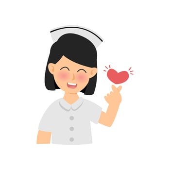 Thai nurse cartoon character. mini heart vector