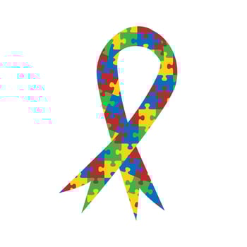 Colorful Puzzle Ribbon Symbolizing Autism Awareness and Support vector
