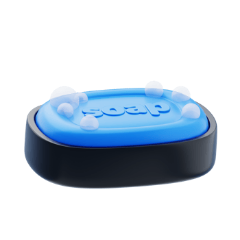 Bar Soap 3D Icon. 3D soap bar with foam and bubbles png
