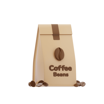 Coffee Bag 3D Icon. Coffee packaging png