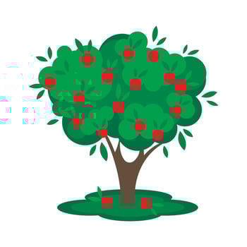 Single apple tree with ripe red fruits vector