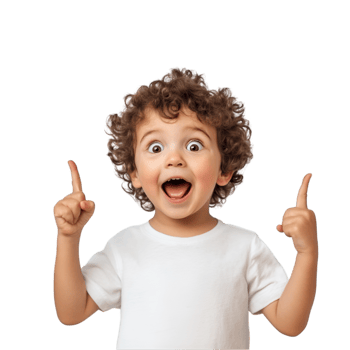 A young boy with his hands up and a surprised look png