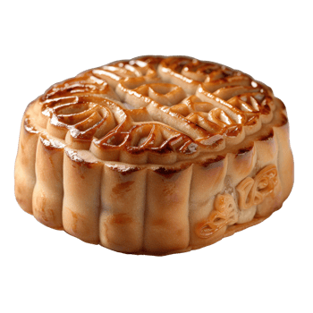Traditional Mooncake with Intricate Design and Golden Brown Crust for Celebrations and Festivals png