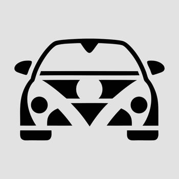 Minimalistic Black Car Icon Front View with Geometric Design vector