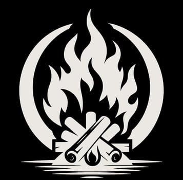 Black and white logo of a campfire vector