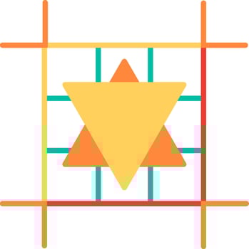 A yellow triangle with an orange star in the middle vector