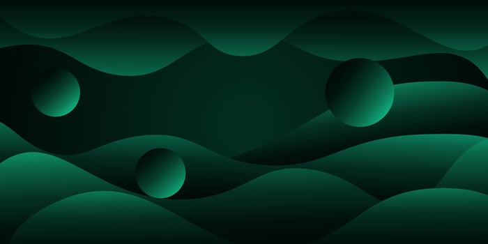 Dark green abstract background with paper cut with liquid dark color in the background. Geometric wavy shape pattern. Eps10 vector