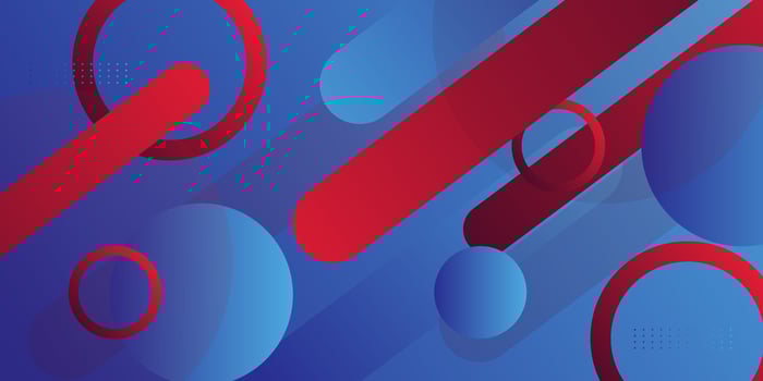 Abstract colorful blue and red 3D background. Trendy dynamic circle shape overlapping pattern. Eps10 vector