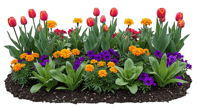 Flower bed on transparent background png