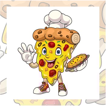 Cartoon pizza giving ok sign vector
