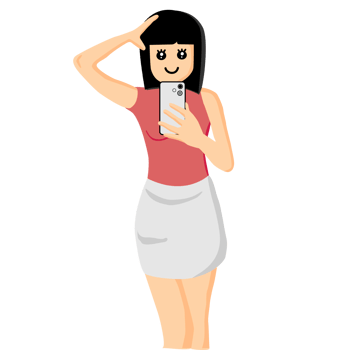 A young woman Character Taking a Selfie png